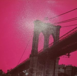 Bridge on hot pink canvas